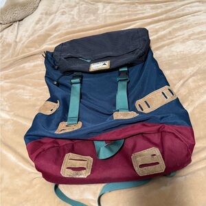 Burton Tinder 30L Outdoor Colorblock Roll-Top Backpack in Navy and Burgundy